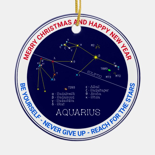 Zodiac Constellation Aquarius Ceramic Ornament (Front)