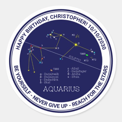 Zodiac Constellation Aquarius Classic Round Sticker