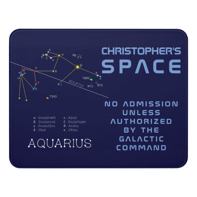 Zodiac Constellation Aquarius Door Sign (Contemporary Front)