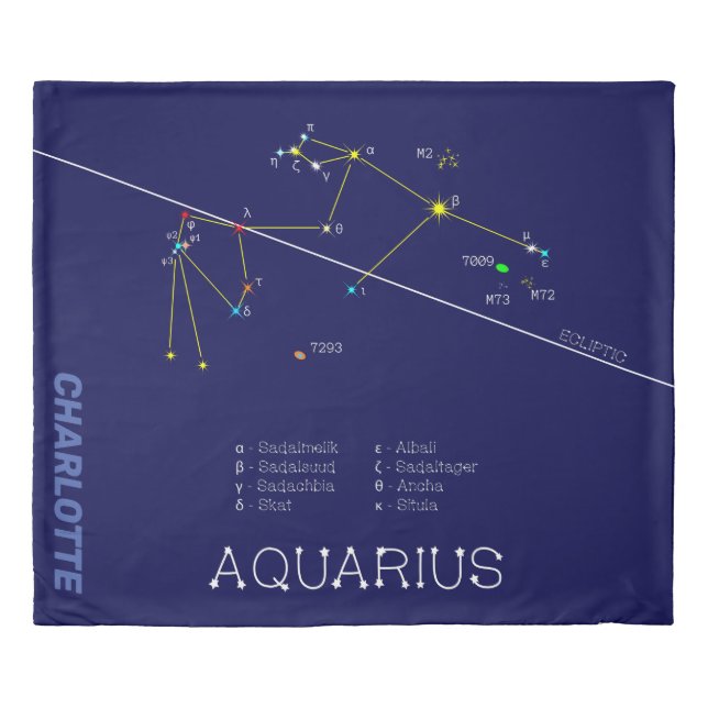 Zodiac Constellation Aquarius Duvet Cover (Front)