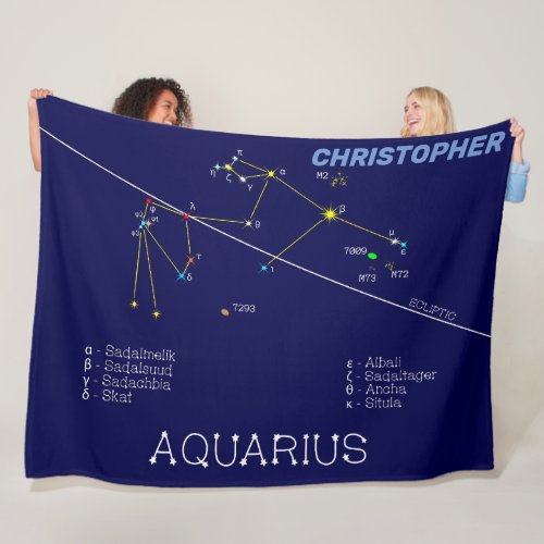 Zodiac Constellation Aquarius Fleece Blanket