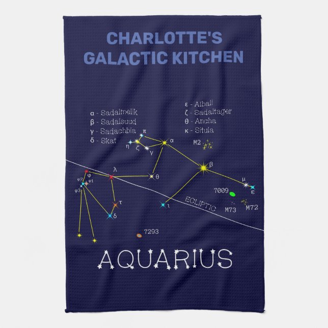 Zodiac Constellation Aquarius Kitchen Towel (Vertical)