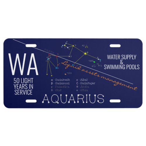 Zodiac Constellation Aquarius License Plate