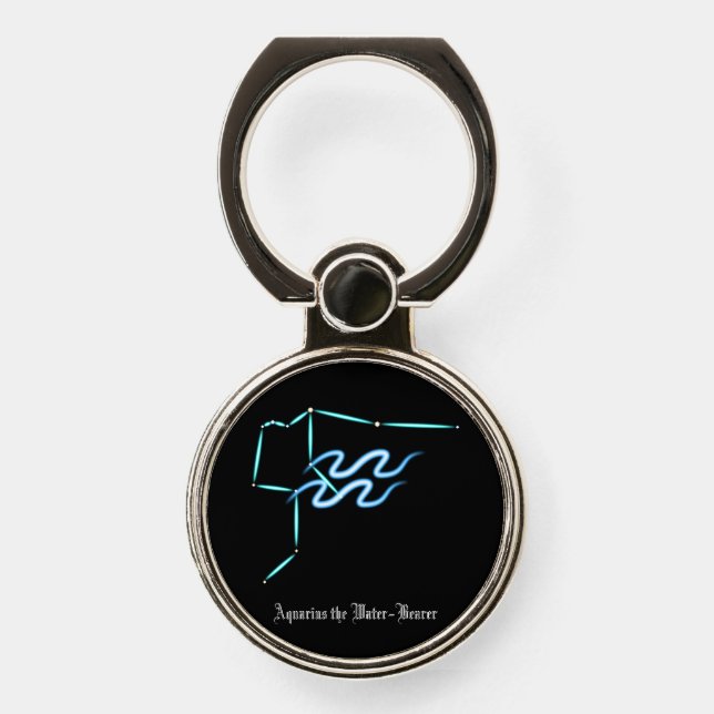 Zodiac Constellation Aquarius Phone Ring Stand (Front)