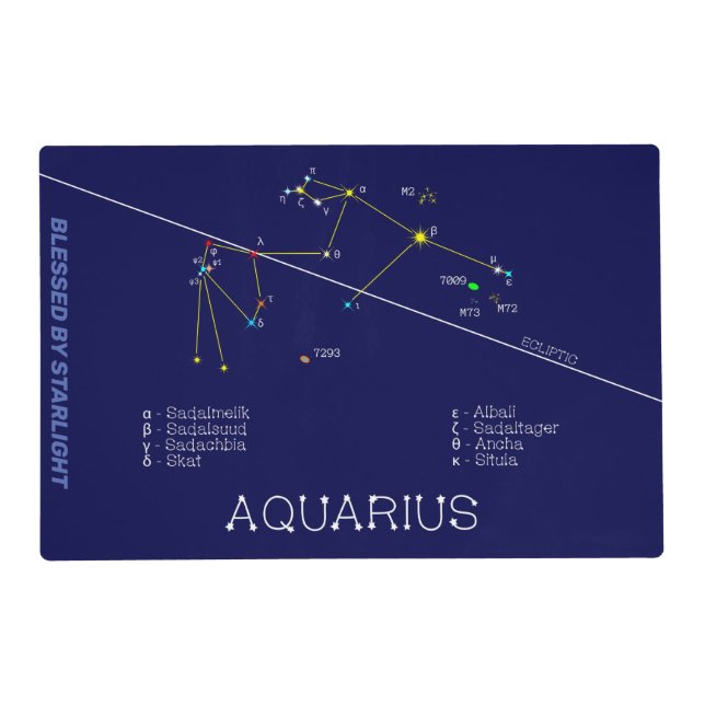 Zodiac Constellation Aquarius Placemat (Front)