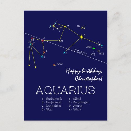 Zodiac Constellation Aquarius Postcard