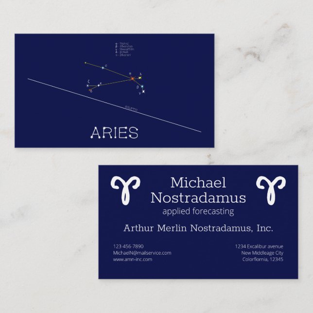 Zodiac Constellation Aries Business Card (Front/Back)