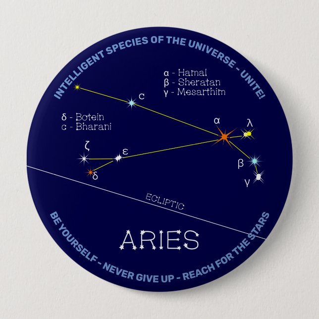 Zodiac Constellation Aries Button (Front)