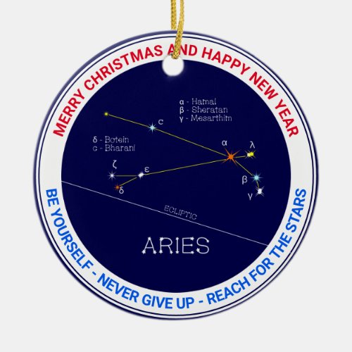 Zodiac Constellation Aries Ceramic Ornament
