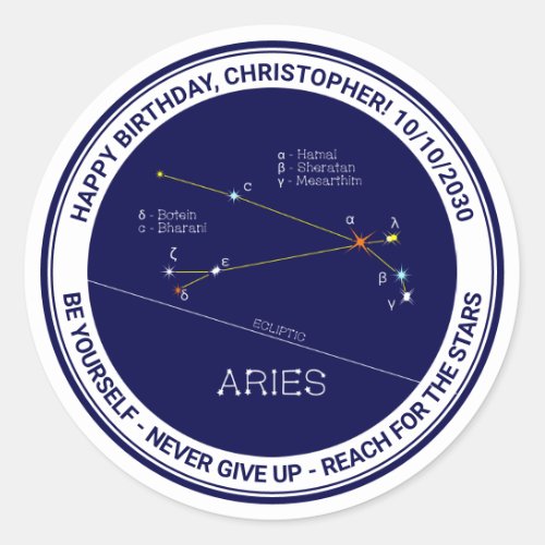 Zodiac Constellation Aries Classic Round Sticker