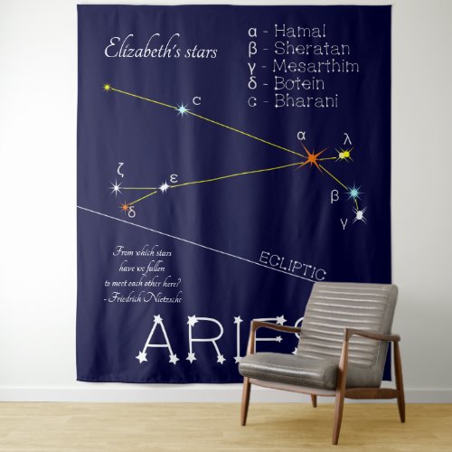 Zodiac Constellation Aries Tapestry