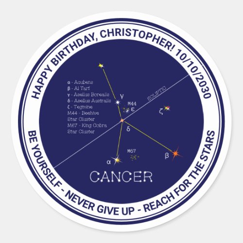 Zodiac Constellation Cancer Classic Round Sticker