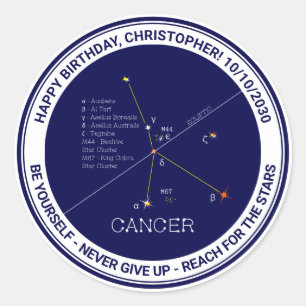Zodiac Constellation Cancer Classic Round Sticker