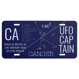 Zodiac Constellation Cancer License Plate