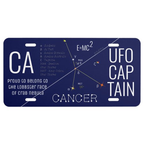 Zodiac Constellation Cancer License Plate