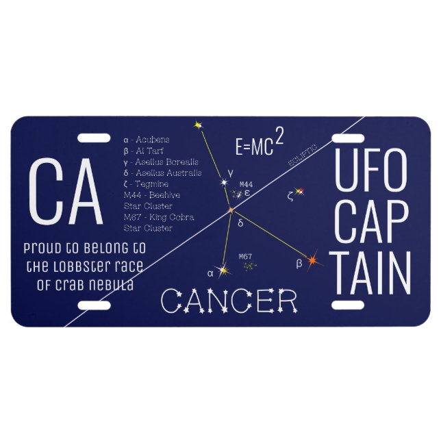 Zodiac Constellation Cancer License Plate (Front)