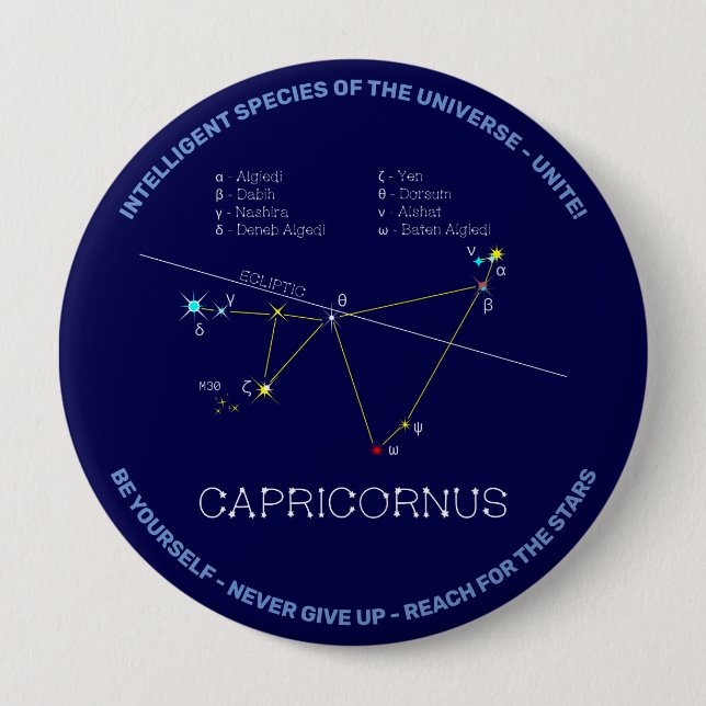 Zodiac Constellation Capricornus Button (Front)