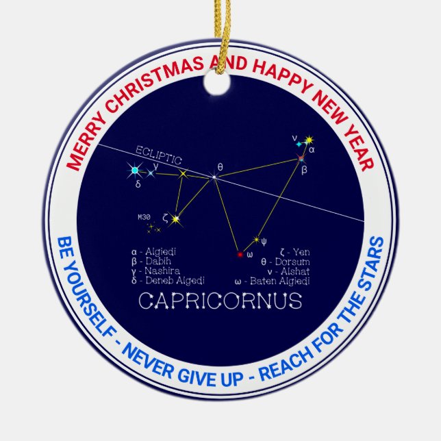 Zodiac Constellation Capricornus Ceramic Ornament (Front)