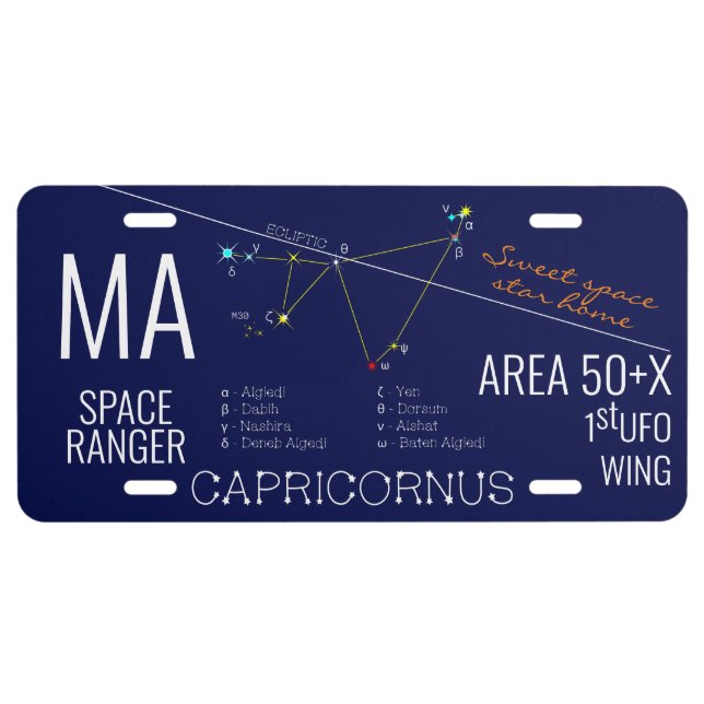 Zodiac Constellation Capricornus License Plate (Front)