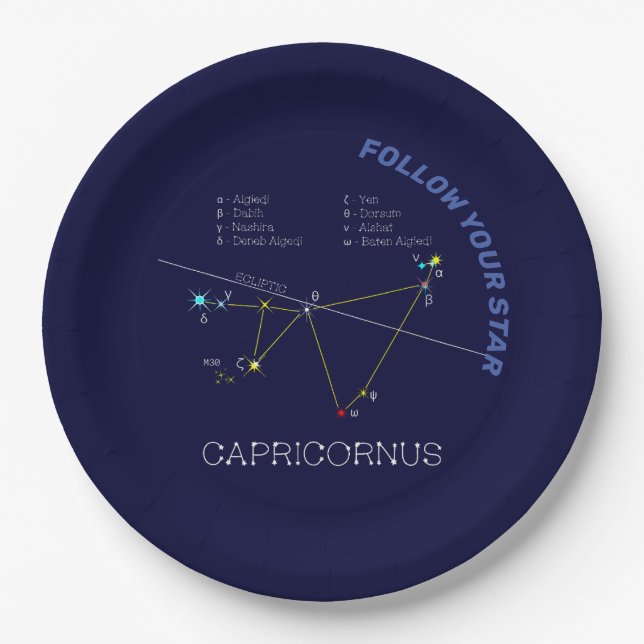 Zodiac Constellation Capricornus Paper Plates (Front)
