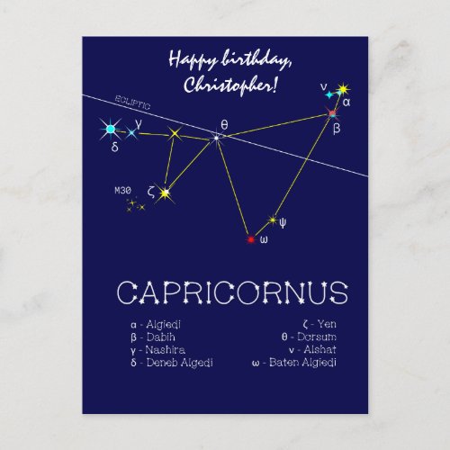 Zodiac Constellation Capricornus Postcard