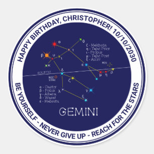 Zodiac Constellation Gemini Classic Round Sticker