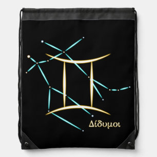 Zodiac Constellation Gemini Drawstring Bag