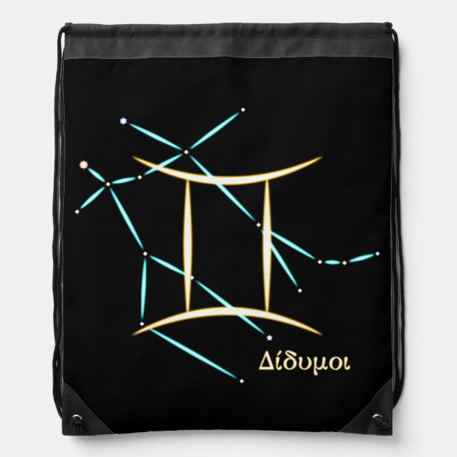 Zodiac Constellation Gemini Drawstring Bag (Front)
