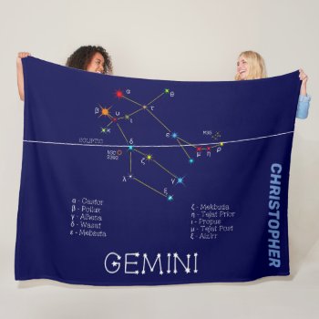 Zodiac Constellation Gemini Fleece Blanket by DigitalSolutions2u at Zazzle