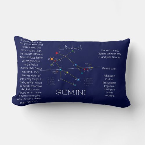Zodiac Constellation Gemini Funny Unique Lumbar Pillow