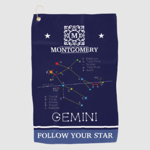 Zodiac Constellation Gemini Golf Towel
