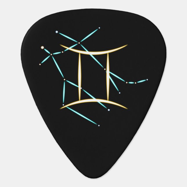 Zodiac Constellation Gemini Guitar Pick (Front)