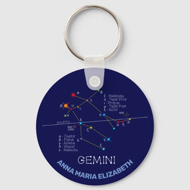 Zodiac Constellation Gemini Keychain (Front)