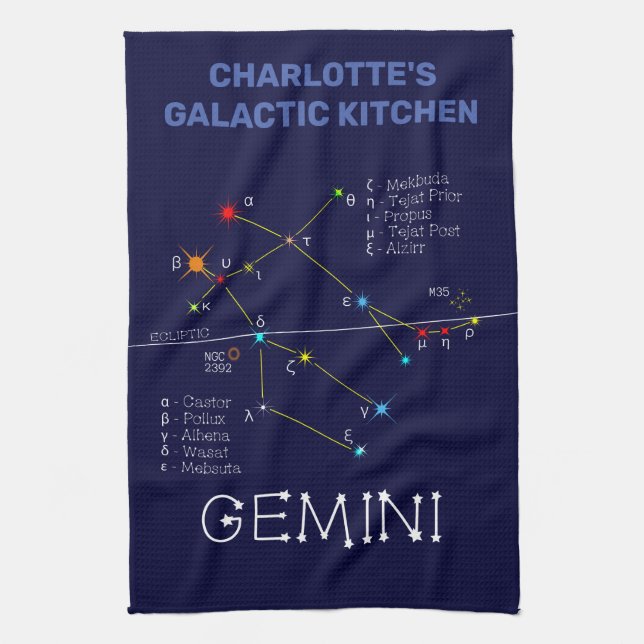Zodiac Constellation Gemini Kitchen Towel (Vertical)