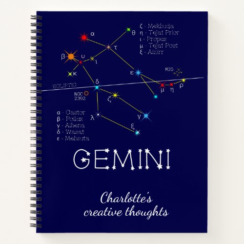 Zodiac Constellation Gemini Notebook