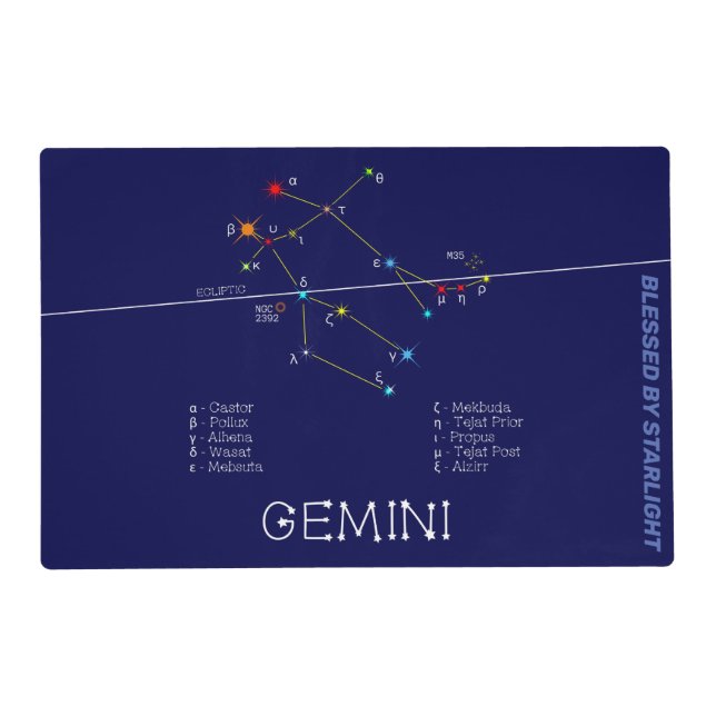 Zodiac Constellation Gemini Placemat (Front)