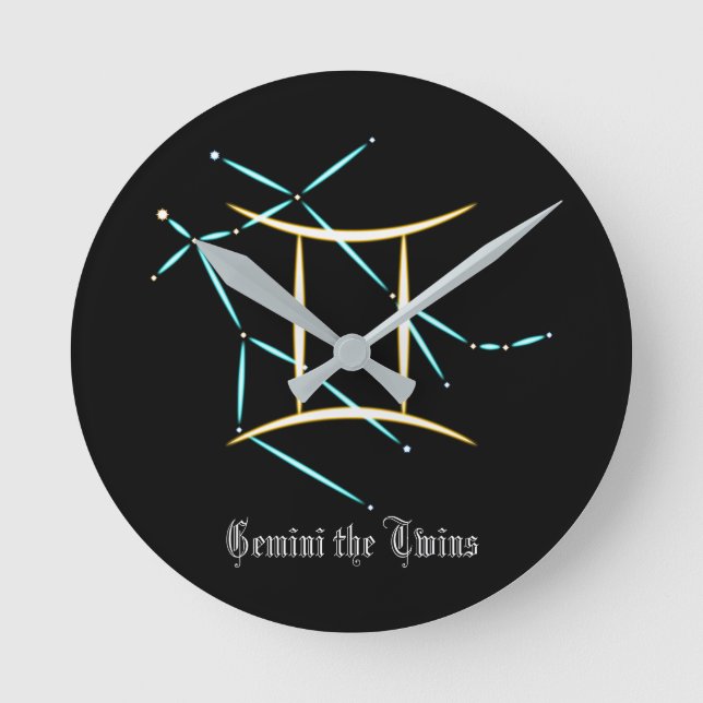 Zodiac Constellation Gemini Round Clock (Front)