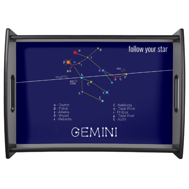 Zodiac Constellation Gemini Serving Tray (Front)