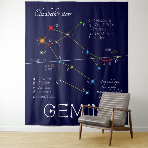 Zodiac Constellation Gemini Tapestry