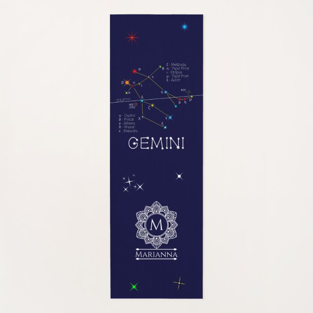 Zodiac Constellation Gemini Yoga Mat (Front)