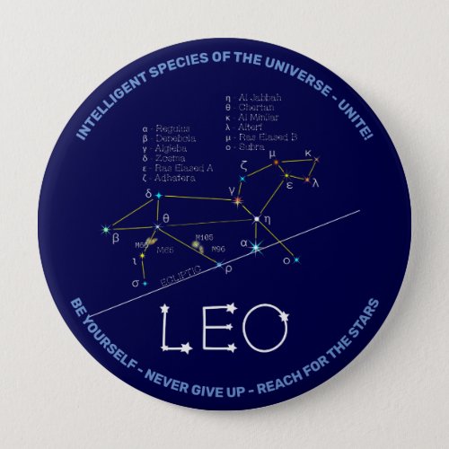 Zodiac Constellation Leo Button
