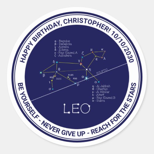 Zodiac Constellation Leo Classic Round Sticker