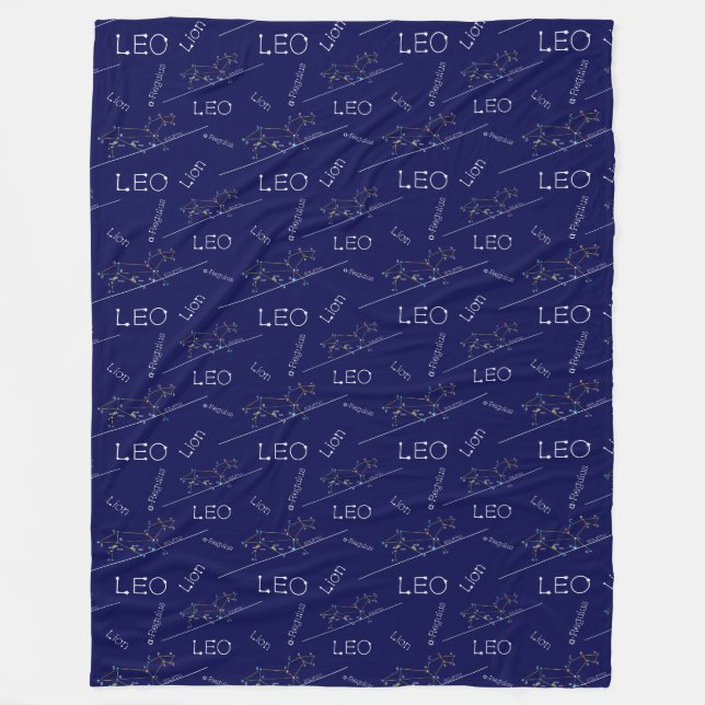 Zodiac Constellation Leo Fleece Blanket (Front)
