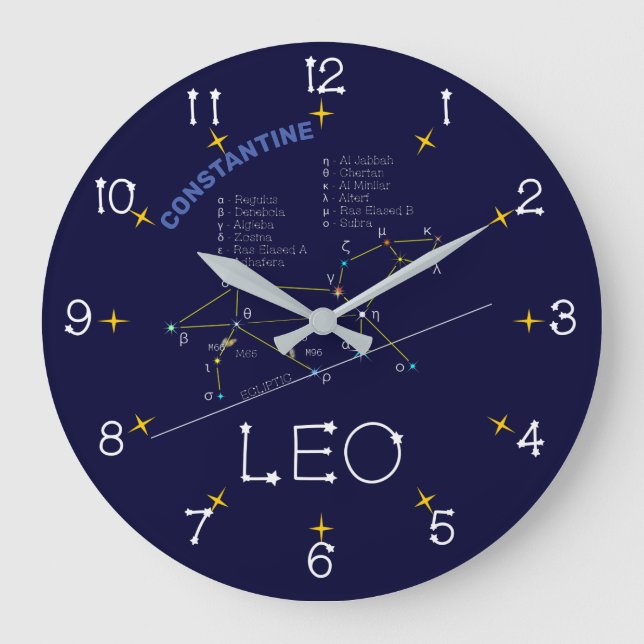 Zodiac Constellation Leo Large Clock (Front)