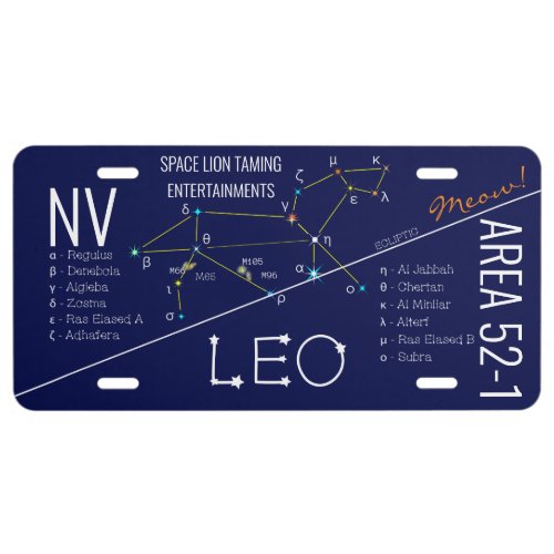 Zodiac Constellation Leo License Plate