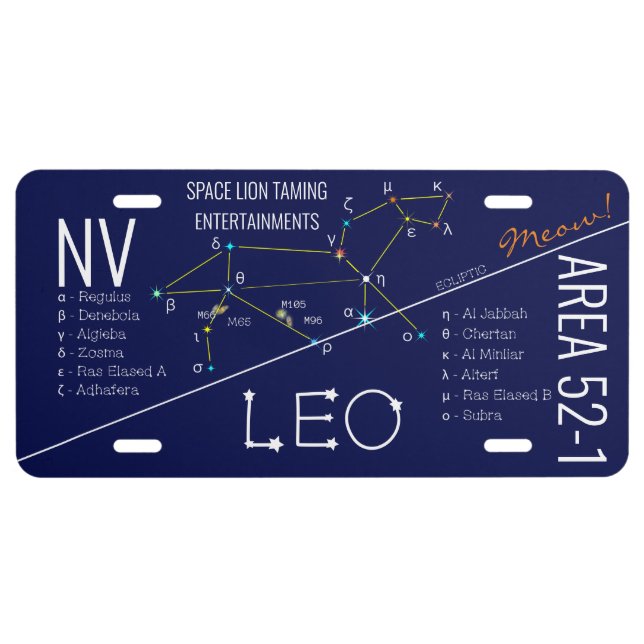 Zodiac Constellation Leo License Plate (Front)