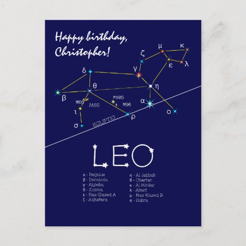 Zodiac Constellation Leo Postcard
