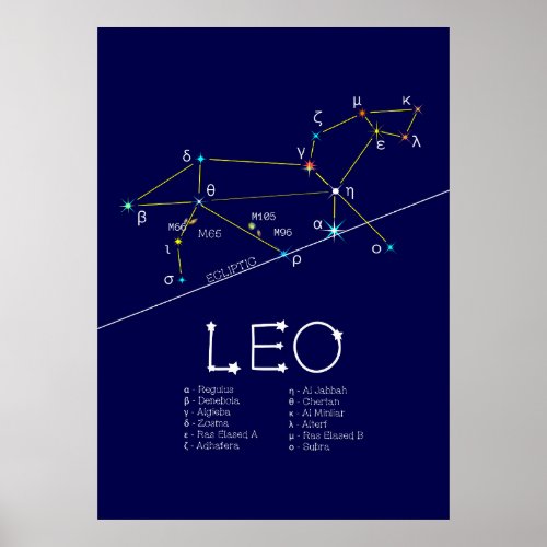 Zodiac Constellation Leo Poster