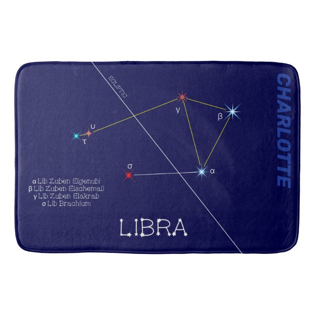 Zodiac Constellation Libra Bath Mat (Front)