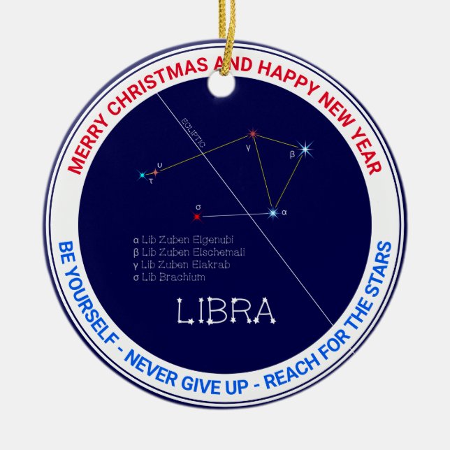 Zodiac Constellation Libra Ceramic Ornament (Front)